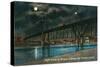 Omaha, Nebraska, View of the Douglas Street Bridge and Smelter at Night-Lantern Press-Stretched Canvas