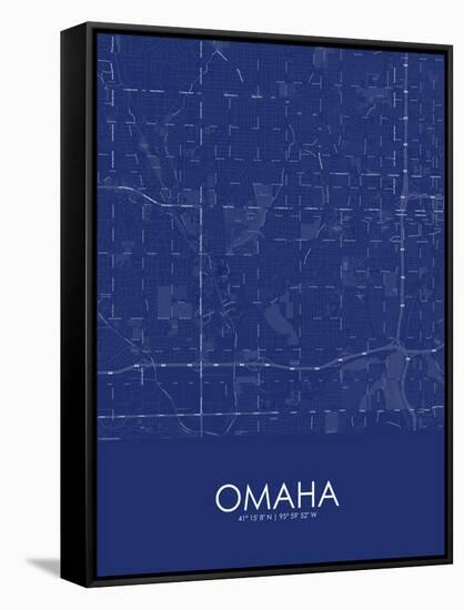 Omaha, United States of America Blue Map-null-Framed Stretched Canvas