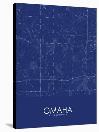 Omaha, United States of America Blue Map-null-Stretched Canvas