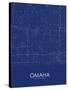 Omaha, United States of America Blue Map-null-Stretched Canvas