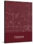 Omaha, United States of America Red Map-null-Stretched Canvas