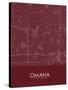 Omaha, United States of America Red Map-null-Stretched Canvas