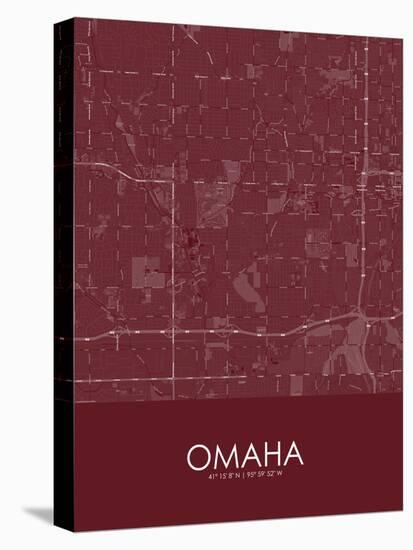 Omaha, United States of America Red Map-null-Stretched Canvas