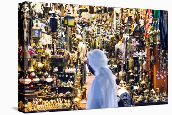 Oman, Muscat. Local Man Walking in Front of Shop Window in the Old Souk-Matteo Colombo-Stretched Canvas