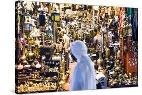 Oman, Muscat. Local Man Walking in Front of Shop Window in the Old Souk-Matteo Colombo-Stretched Canvas