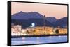 Oman, Muscat. Mutrah Harbour and Old Town at Dusk-Matteo Colombo-Framed Stretched Canvas