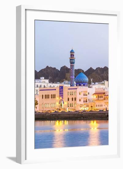 Oman, Muscat. Mutrah Harbour and Old Town at Dusk-Matteo Colombo-Framed Photographic Print