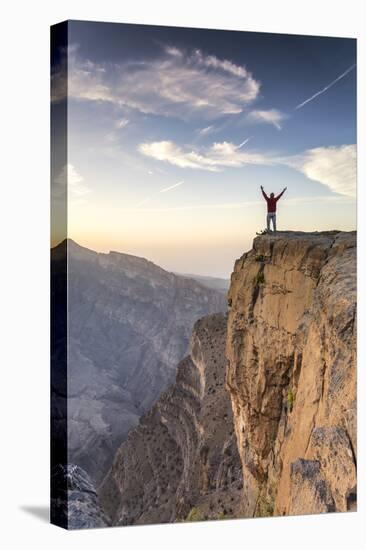 Oman, Wadi Ghul, Jebel Shams. the Grand Canyon of Oman, Tourist on the Edge-Matteo Colombo-Stretched Canvas