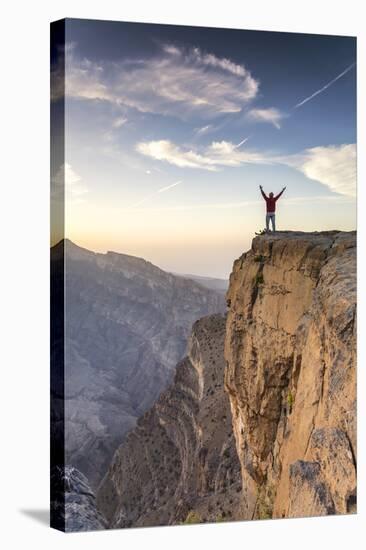 Oman, Wadi Ghul, Jebel Shams. the Grand Canyon of Oman, Tourist on the Edge-Matteo Colombo-Stretched Canvas