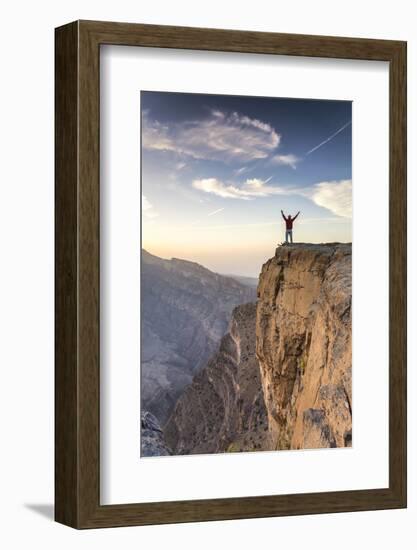 Oman, Wadi Ghul, Jebel Shams. the Grand Canyon of Oman, Tourist on the Edge-Matteo Colombo-Framed Photographic Print