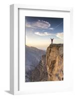 Oman, Wadi Ghul, Jebel Shams. the Grand Canyon of Oman, Tourist on the Edge-Matteo Colombo-Framed Photographic Print