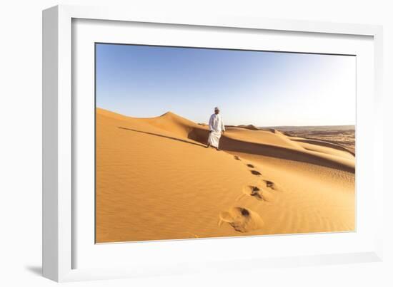 Oman, Wahiba Sands. Bedouin on the Sand Dunes at Sunset (Mr)-Matteo Colombo-Framed Photographic Print