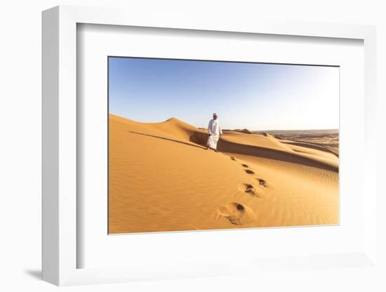 Oman, Wahiba Sands. Bedouin on the Sand Dunes at Sunset (Mr)-Matteo Colombo-Framed Photographic Print