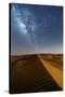 Oman, Wahiba Sands. the Sand Dunes at Night Lit by the Moon with the Milky Way-Matteo Colombo-Stretched Canvas