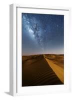 Oman, Wahiba Sands. the Sand Dunes at Night Lit by the Moon with the Milky Way-Matteo Colombo-Framed Photographic Print