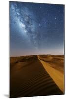 Oman, Wahiba Sands. the Sand Dunes at Night Lit by the Moon with the Milky Way-Matteo Colombo-Mounted Photographic Print