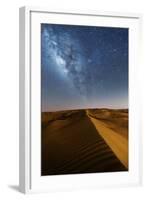 Oman, Wahiba Sands. the Sand Dunes at Night Lit by the Moon with the Milky Way-Matteo Colombo-Framed Photographic Print