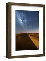 Oman, Wahiba Sands. the Sand Dunes at Night Lit by the Moon with the Milky Way-Matteo Colombo-Framed Photographic Print
