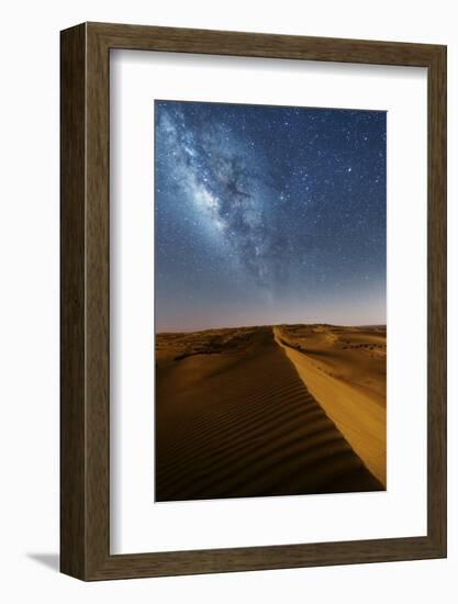 Oman, Wahiba Sands. the Sand Dunes at Night Lit by the Moon with the Milky Way-Matteo Colombo-Framed Photographic Print