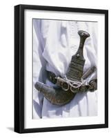 Omani Men Wear Traditional Long White Robes, Ceremonial Khanjar on Al Jabal Al Akhdar-John Warburton-lee-Framed Photographic Print