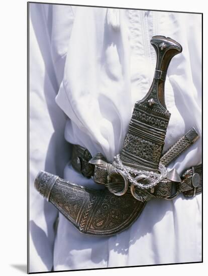 Omani Men Wear Traditional Long White Robes, Ceremonial Khanjar on Al Jabal Al Akhdar-John Warburton-lee-Mounted Photographic Print