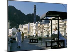 Omanis Walk and Sit Alongside Muttrah's Busy Corniche-John Warburton-lee-Mounted Photographic Print