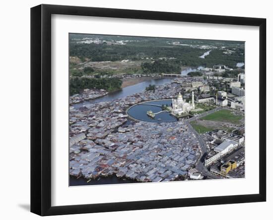 Omar Ali Saifuddin Mosque and City, Bandar Seri Begawan, Brunei (Island of Borneo)-Paolo Koch-Framed Photographic Print