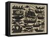Ombres chinoises : vaisseaux, gondoles, bateaux, poissons-null-Framed Stretched Canvas