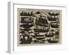 Ombres chinoises : vaisseaux, gondoles, bateaux, poissons-null-Framed Giclee Print