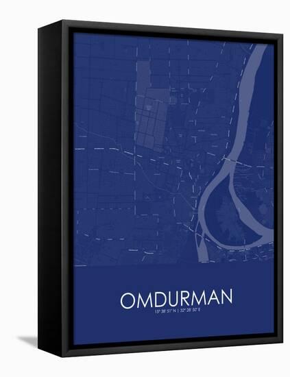 Omdurman, Sudan Blue Map-null-Framed Stretched Canvas