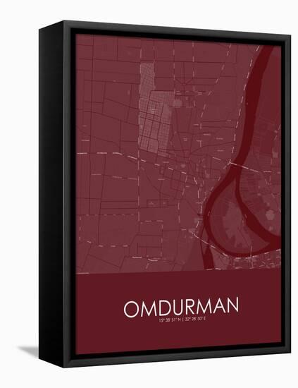Omdurman, Sudan Red Map-null-Framed Stretched Canvas