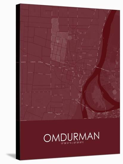 Omdurman, Sudan Red Map-null-Stretched Canvas