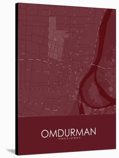 Omdurman, Sudan Red Map-null-Stretched Canvas