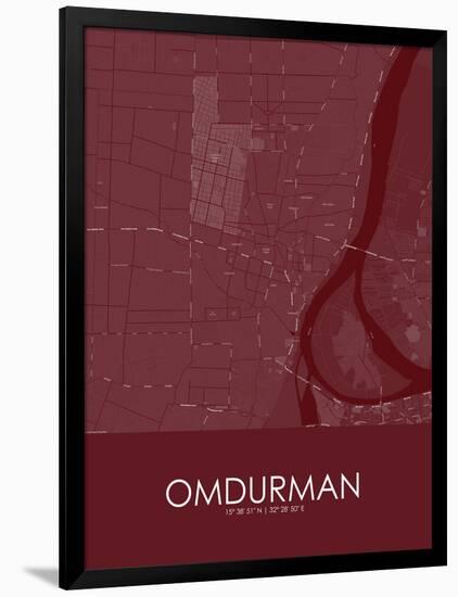 Omdurman, Sudan Red Map-null-Framed Poster