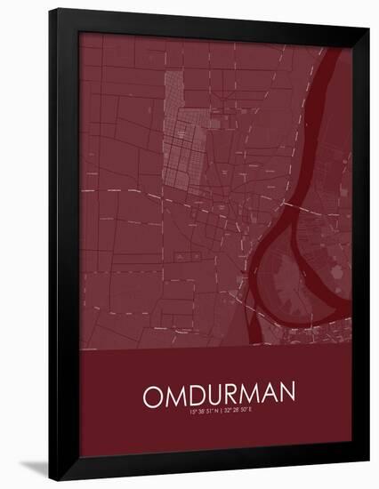 Omdurman, Sudan Red Map-null-Framed Poster