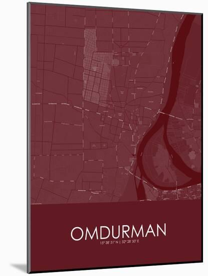 Omdurman, Sudan Red Map-null-Mounted Poster