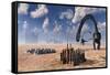 Omeisaurus Dinosaurs Come into Contact with an Advanced Prehistoric Civilization-null-Framed Stretched Canvas