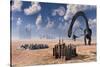 Omeisaurus Dinosaurs Come into Contact with an Advanced Prehistoric Civilization-null-Stretched Canvas