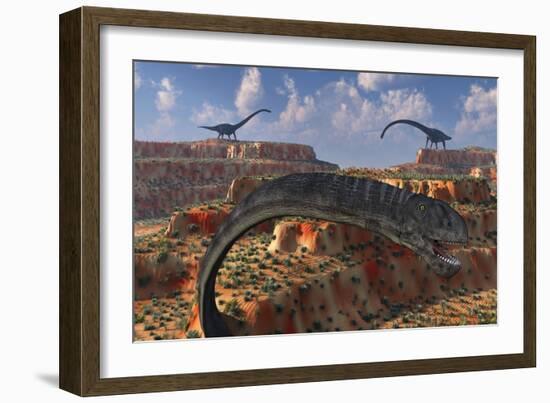 Omeisaurus Sauropod Dinosaurs from the Jurassic Era-null-Framed Art Print