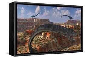 Omeisaurus Sauropod Dinosaurs from the Jurassic Era-null-Framed Stretched Canvas