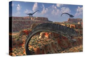 Omeisaurus Sauropod Dinosaurs from the Jurassic Era-null-Stretched Canvas