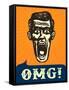 Omg! Jaw Dropping, Retro Vintage Man Shocked or Frightened, Wow!-durantelallera-Framed Stretched Canvas