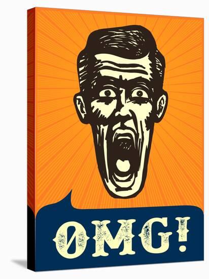 Omg! Jaw Dropping, Retro Vintage Man Shocked or Frightened, Wow!-durantelallera-Stretched Canvas