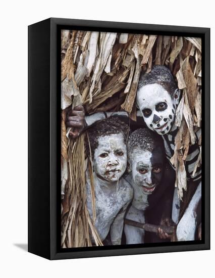 Omo Masilai Skeleton Tribes People in Omo Masilai Village, Goroka, Papua New Guinea-Keren Su-Framed Stretched Canvas