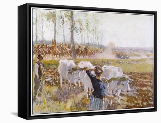 On a Fine Autumn Day British Cavalry Advance-Gilbert Holiday-Framed Stretched Canvas