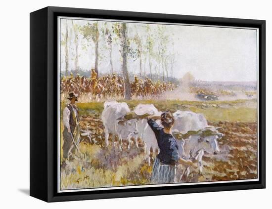 On a Fine Autumn Day British Cavalry Advance-Gilbert Holiday-Framed Stretched Canvas