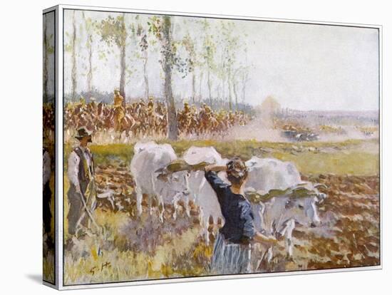 On a Fine Autumn Day British Cavalry Advance-Gilbert Holiday-Stretched Canvas