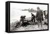 On a Pebble Beach at Omaha Beach-null-Framed Stretched Canvas