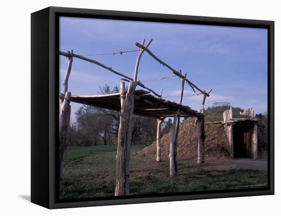 On-A-Slant Indian Village, Fort Abrham, Lincoln State Park, North Dakota, USA-Connie Ricca-Framed Stretched Canvas