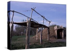On-A-Slant Indian Village, Fort Abrham, Lincoln State Park, North Dakota, USA-Connie Ricca-Stretched Canvas